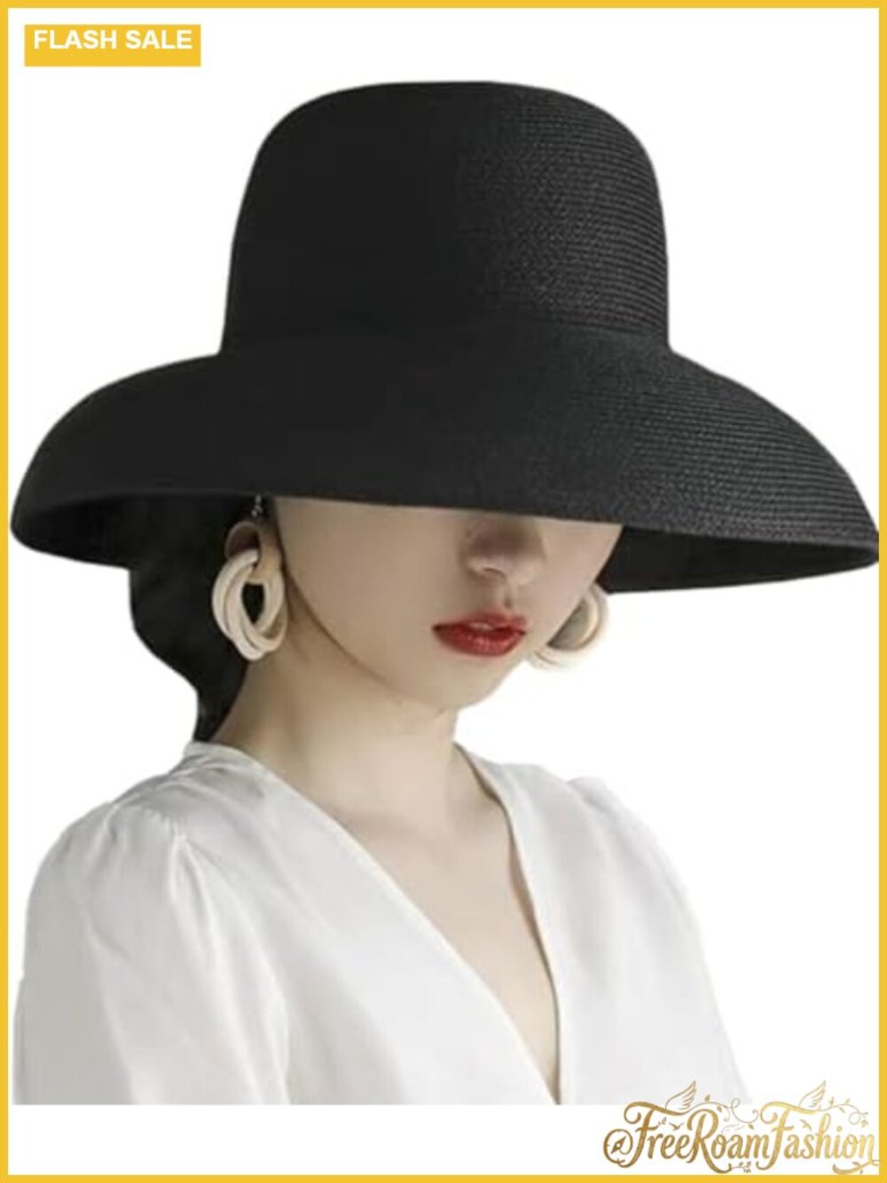 Womens Foldable Wide Brim Straw Sun Hat UPF 80+ Beach Travel Packable